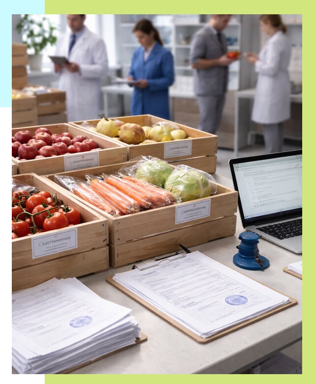 Сертификация овощей и фруктов в Кингисеппе от 8826 р. | Алешин-Кгп